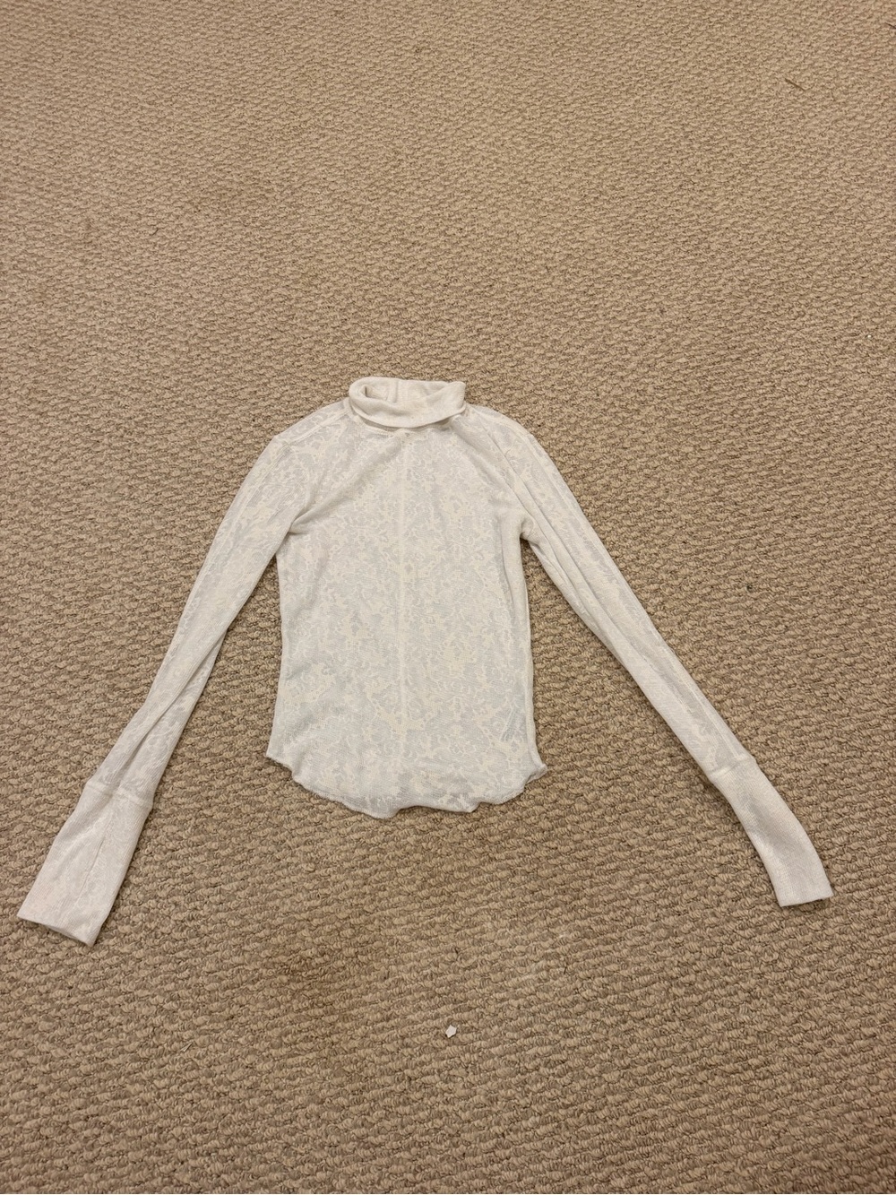 Free People  Lace Mock Neck Long Sleeve Top See through
